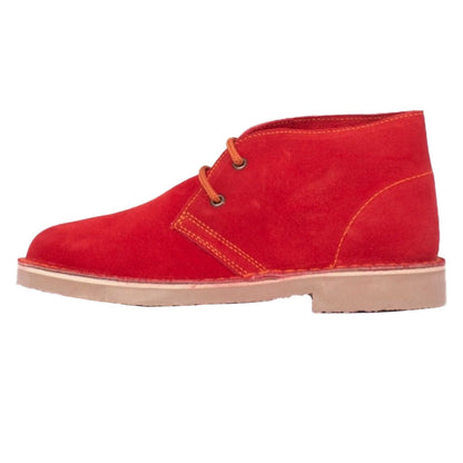 Red - Side - Roamers Adults Unisex Real Suede Unlined Desert Boots