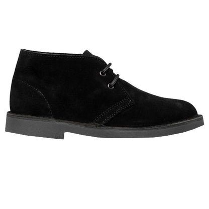Black - Side - Roamers Adults Unisex Real Suede Unlined Desert Boots
