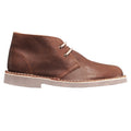 Brown - Back - Roamers Childrens Unisex Unlined Distressed Leather Desert Boots