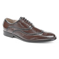Brown PU - Front - Goor Childrens Boys Lace Up Detailed Brogue Oxford Shoe
