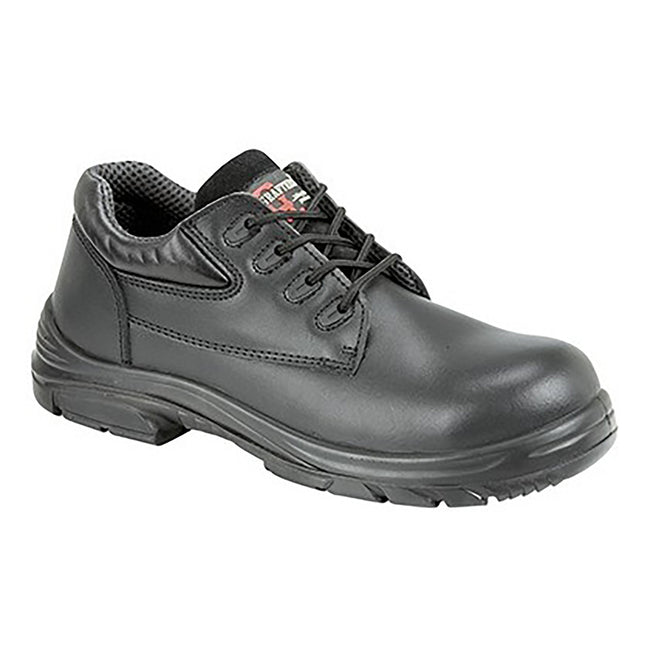 Black - Front - Grafter Mens Wide Fitting Lace Up Safety Shoes