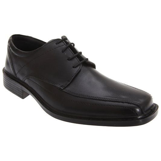 Black - Front - Roamers Mens Superlite Lace-Up Leather Shoes