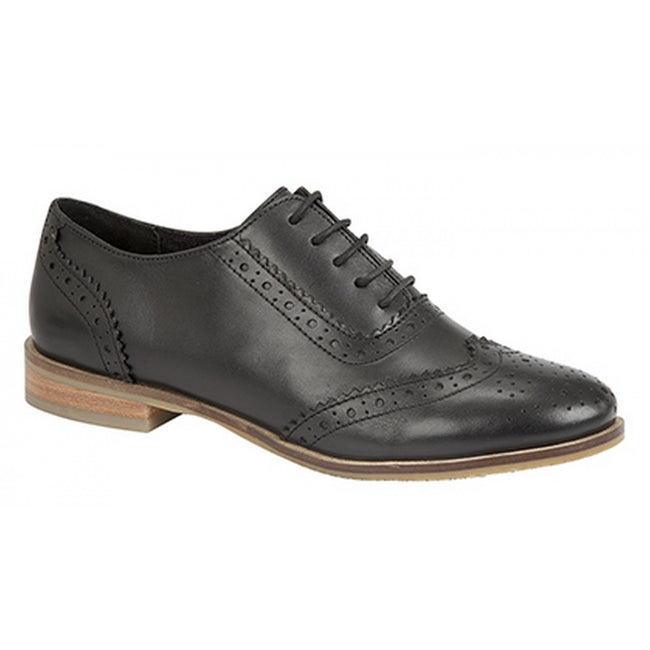 Black - Front - Cipriata Womens-Ladies Brogue Oxford Lace Up Leather Shoes
