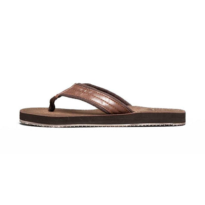 Brown - Back - PDQ Mens Toe Post Mule Flip Flops