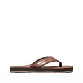 Brown - Back - PDQ Mens Toe Post Mule Flip Flops