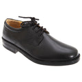 Black - Front - Roamers Mens Flexi Plain Leather Gibson Shoes
