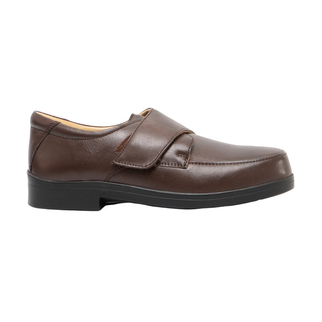 Brown - Front - Roamers Mens Extra Wide Fitting Touch Fastening Casual Shoes