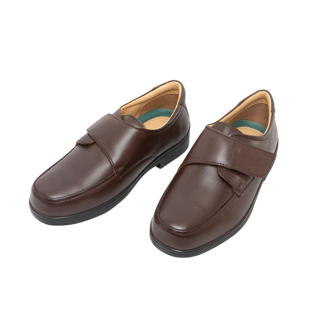 Brown - Back - Roamers Mens Extra Wide Fitting Touch Fastening Casual Shoes