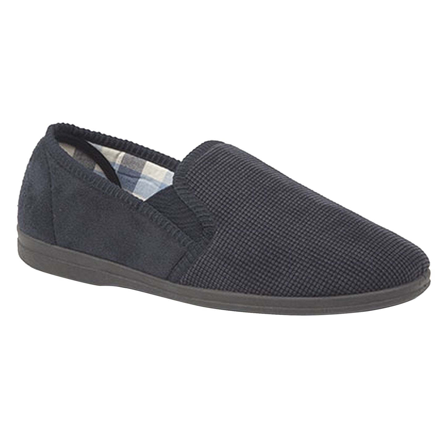 Navy - Front - Sleepers Mens Harry Memory Foam Twin Gusset Slippers