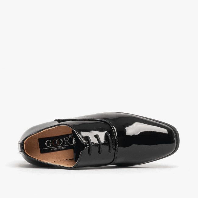 Black Patent - Lifestyle - Goor Boys Patent Leather Lace-Up Oxford Tie Dress Shoes