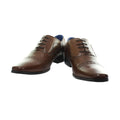 Tan - Back - Roamers Mens 4 Eyelet Punched Cap Leather Oxford Shoes