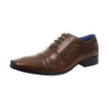 Tan - Lifestyle - Roamers Mens 4 Eyelet Punched Cap Leather Oxford Shoes