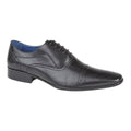 Black - Front - Roamers Mens 4 Eyelet Punched Cap Leather Oxford Shoes