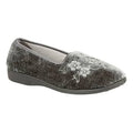 Grey - Back - Zedzzz Womens-Ladies Jenny Embroidered Slippers