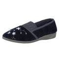 Navy - Front - Zedzzz Womens-Ladies Joanna Embroidered Slippers