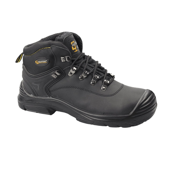 Black - Side - Grafters Mens Super Wide EEEE Fitting Safety Boots