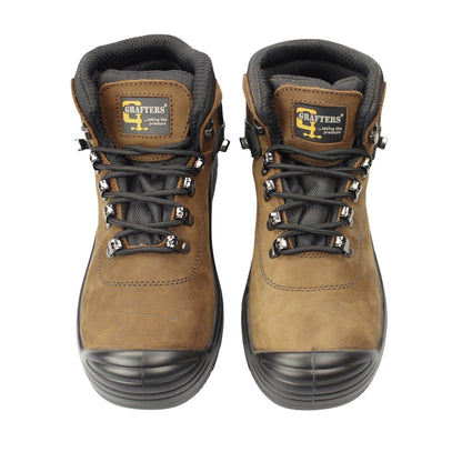 Dark Brown - Back - Grafters Mens Super Wide EEEE Fitting Safety Boots