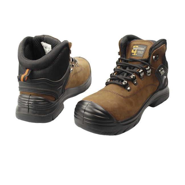 Dark Brown - Back - Grafters Mens Super Wide EEEE Fitting Safety Boots