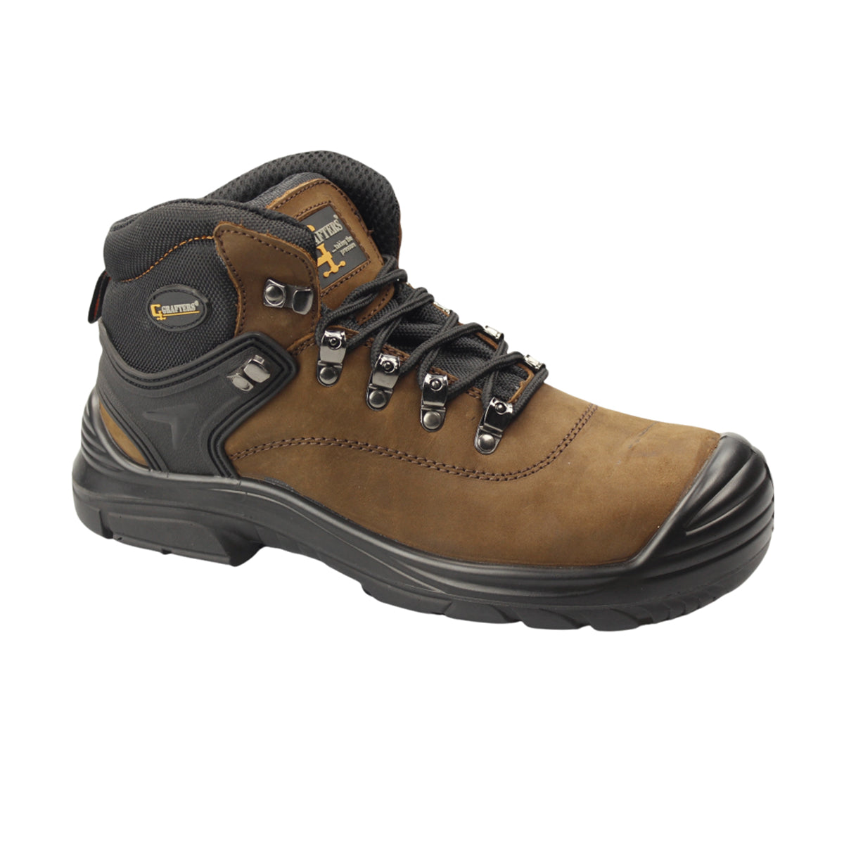 Dark Brown - Front - Grafters Mens Super Wide EEEE Fitting Safety Boots