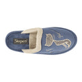 Navy - Back - Boulevard Womens-Ladies Cat Motif Cuff Mule Slippers