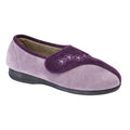 Purple-Lilac - Front - Sleepers Womens-Ladies Gemma Touch Fastening Embroidered Slippers