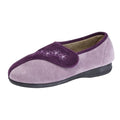 Purple-Lilac - Back - Sleepers Womens-Ladies Gemma Touch Fastening Embroidered Slippers