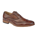 Mid Brown - Front - Goor Mens 5 Eye Wing Capped Oxford Brogues