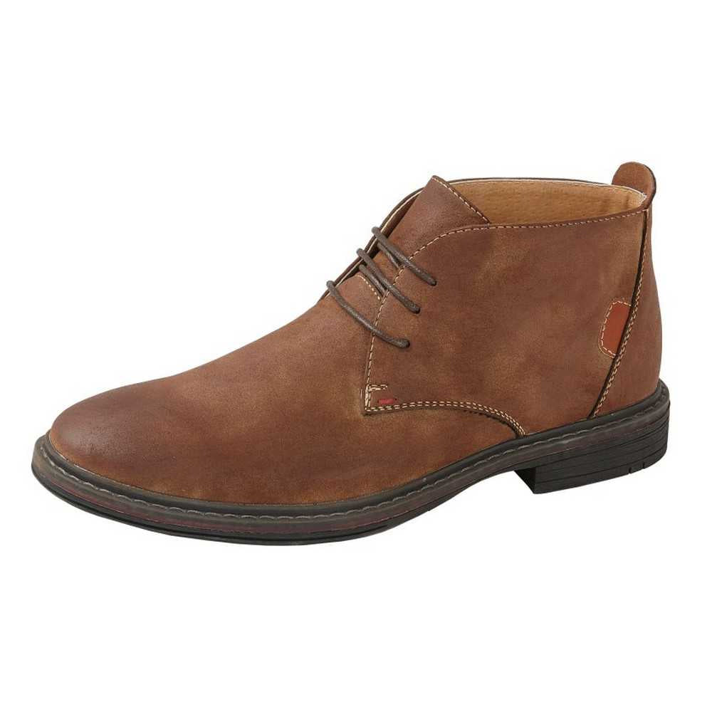 Tan - Back - Goor Mens 3 Eye Synthetic Nubuck Desert Boots