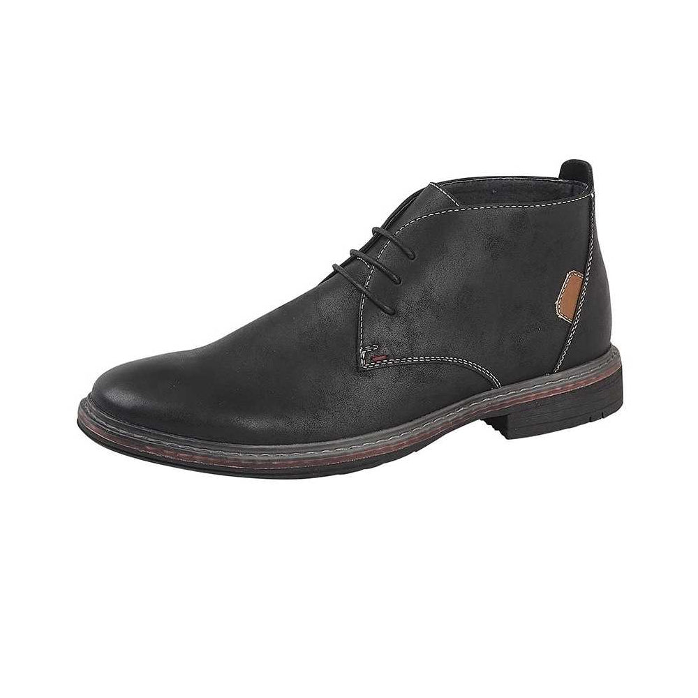 Black - Back - Goor Mens 3 Eye Synthetic Nubuck Desert Boots