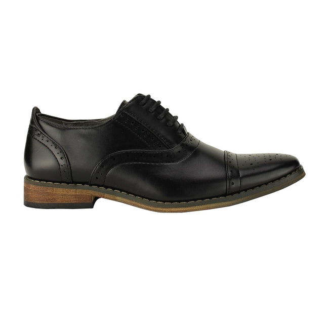 Black - Back - Goor Childrens Boys Capped Lace Oxford Brogue Shoes
