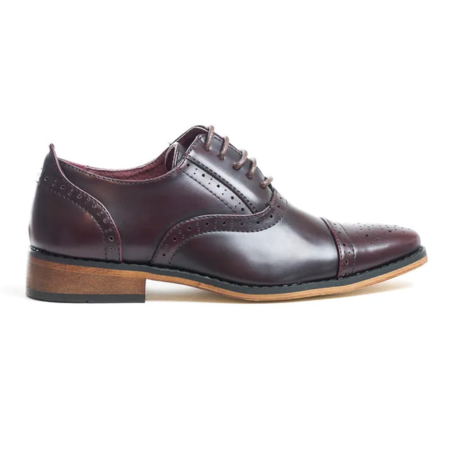 Oxblood - Back - Goor Childrens Boys Capped Lace Oxford Brogue Shoes
