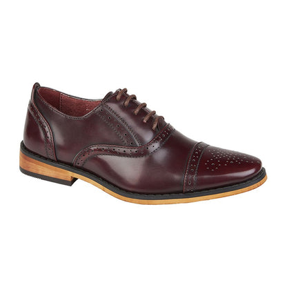Oxblood - Front - Goor Childrens Boys Capped Lace Oxford Brogue Shoes