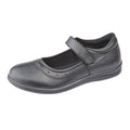Black - Front - Roamers Childrens Girls Touch Fastening Leather School Shoes