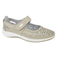 Beige - Front - Boulevard Womens-Ladies Wide Fitting Window Back Punched Bar Shoes
