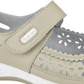 Beige - Back - Boulevard Womens-Ladies Wide Fitting Window Back Punched Bar Shoes