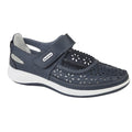 Navy - Front - Boulevard Womens-Ladies Wide Fitting Window Back Punched Bar Shoes