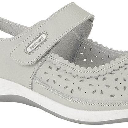 Light Grey - Back - Boulevard Womens-Ladies Wide Fitting Window Back Punched Bar Shoes