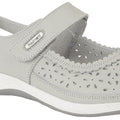 Light Grey - Back - Boulevard Womens-Ladies Wide Fitting Window Back Punched Bar Shoes