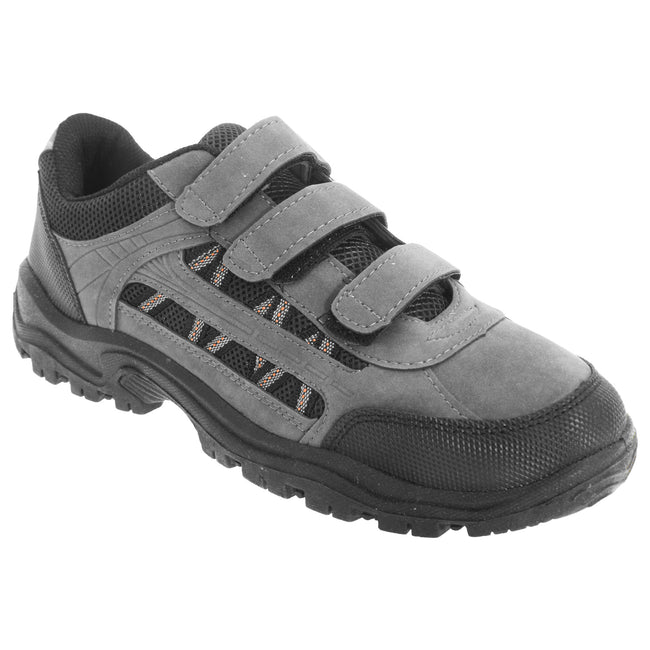 Grey-Black - Front - Dek Mens Ascend Triple Touch Fastening Trek Hiking Trail Shoes