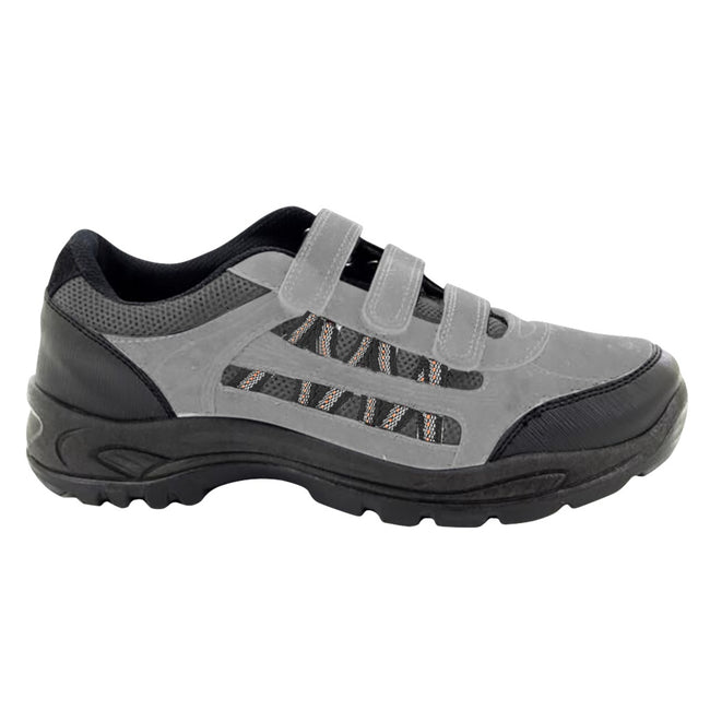 Grey-Black - Back - Dek Mens Ascend Triple Touch Fastening Trek Hiking Trail Shoes