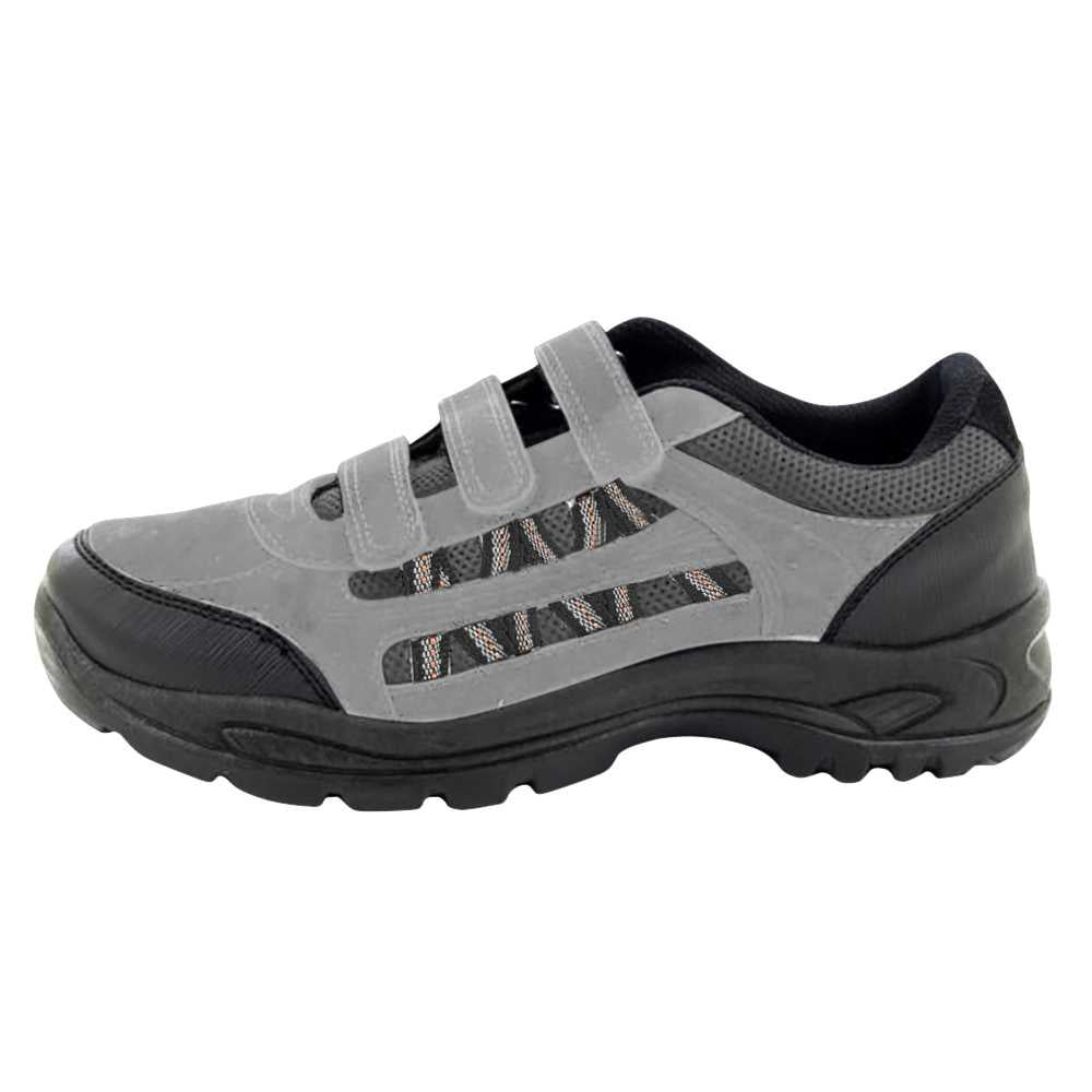 Grey-Black - Back - Dek Mens Ascend Triple Touch Fastening Trek Hiking Trail Shoes