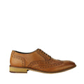 Tan - Back - Roamers Mens Leather Brogue Oxford Shoes