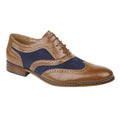 Tan-Navy - Front - Roamers Boys 5 Eye Brogue Oxford Shoes