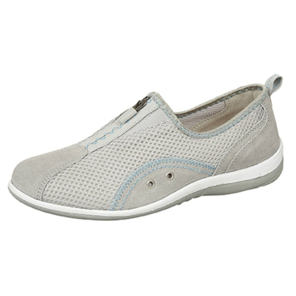 Grey - Back - Boulevard Womens-Ladies Zip Elastic Gusset Leisure Shoes