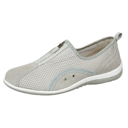 Grey - Back - Boulevard Womens-Ladies Zip Elastic Gusset Leisure Shoes