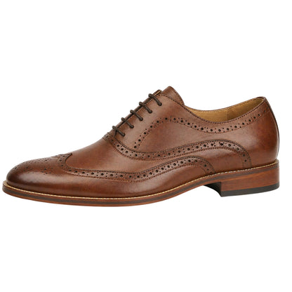 Brown - Back - Goor Childrens Boys Brogued Wing Tip Smart Shoe