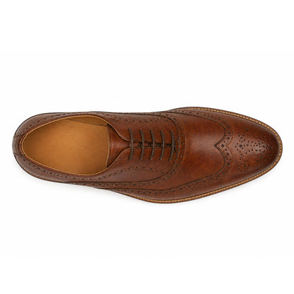 Brown - Lifestyle - Goor Childrens Boys Brogued Wing Tip Smart Shoe