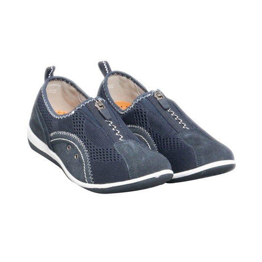 Navy - Front - Boulevard Womens-Ladies Zip Elastic Gusset Leisure Shoes