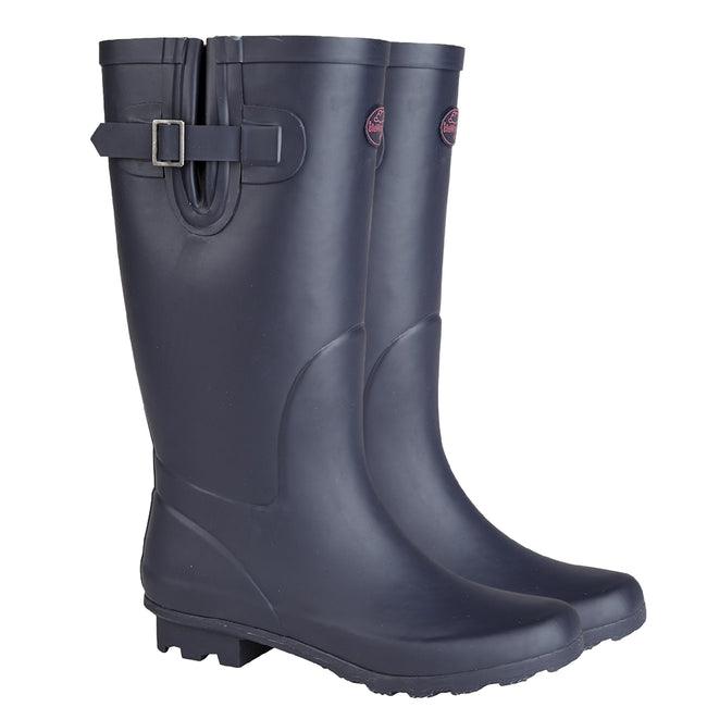 Navy-Red - Back - Stormwells Womens-Ladies Plain Wellington Boots