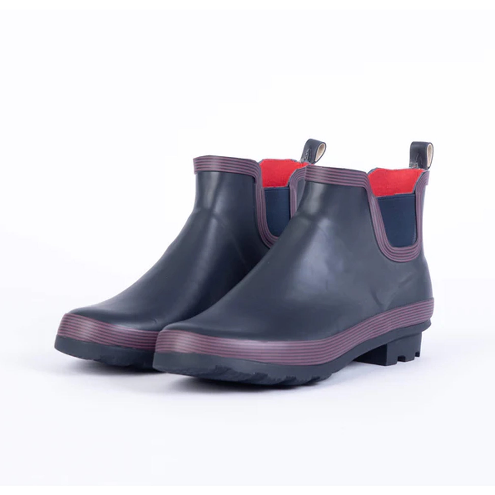 Navy-Red - Back - Stormwells Womens-Ladies Butterflies Short Wellington Boots